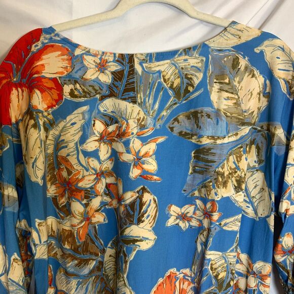 Soft Surroundings Aldea Top Blouse 3/4 Sleeve Tropical Floral Size L - Picture 5 of 8